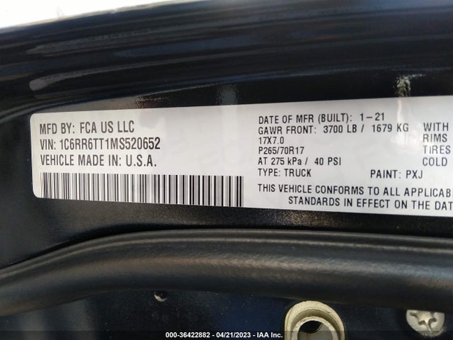 1C6RR6TT1MS520652 RAM 1500 Classic Slt