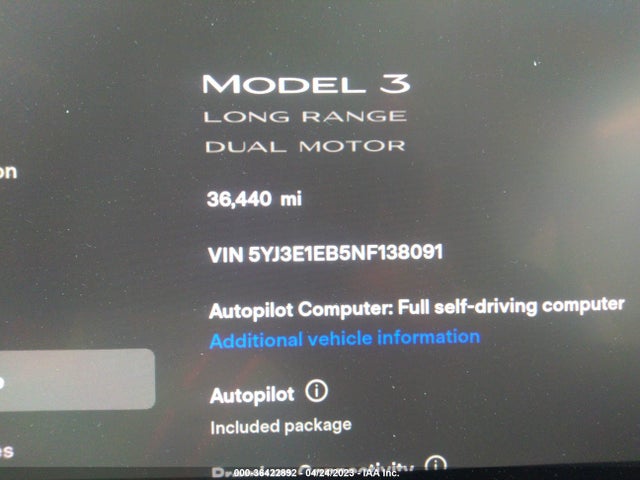 Tesla Model 3 Long Range 2022 5YJ3E1EB5NF138091 Image 9