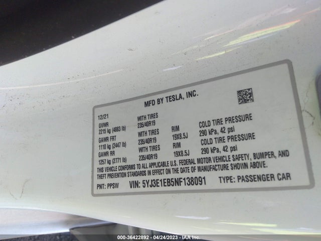 Tesla Model 3 Long Range 2022 5YJ3E1EB5NF138091 Image 11