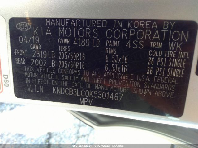 KNDCB3LC0K5301467 KIA NIRO LX
