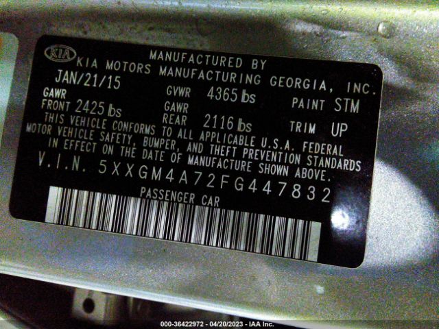 5XXGM4A72FG447832 KIA Optima Lx