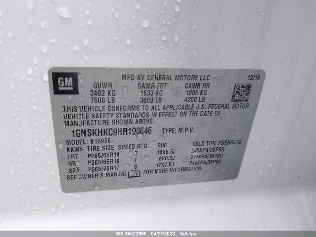 Chevrolet Suburban Lt 2017 1GNSKHKC9HR190646 Image 11