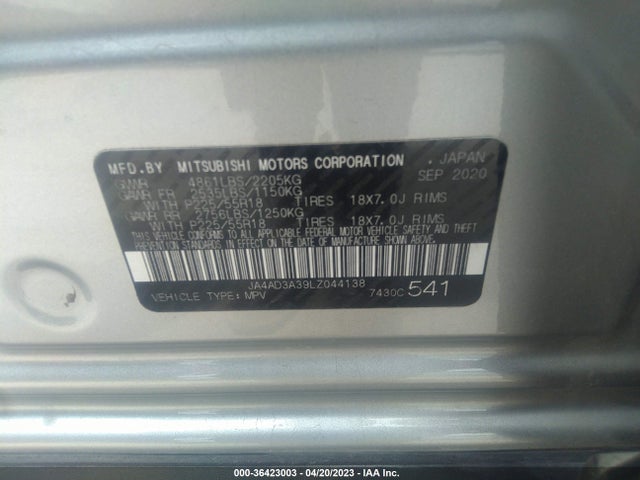 JA4AD3A39LZ044138 Mitsubishi Outlander Se/sel/le/sp