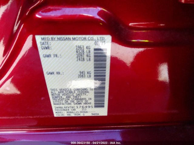 1N4BL4FV7KC176495 Nissan Altima 2.5 Platinum