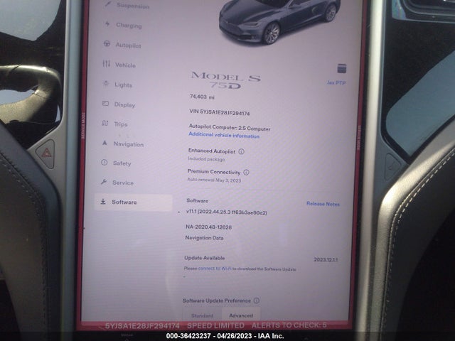 Tesla Model S 75d/100d/p100d 2018 5YJSA1E28JF294174 Image 9