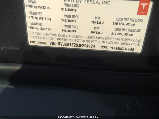 Tesla Model S 75d/100d/p100d 2018 5YJSA1E28JF294174 Image 11