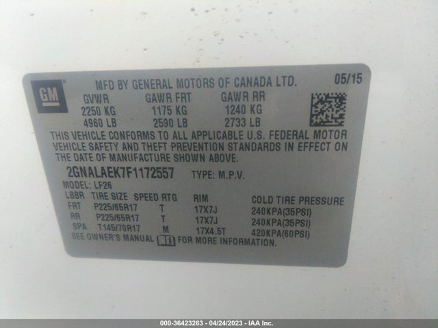 Chevrolet EQUINOX LS 2015 2GNALAEK7F1172557 Image 10