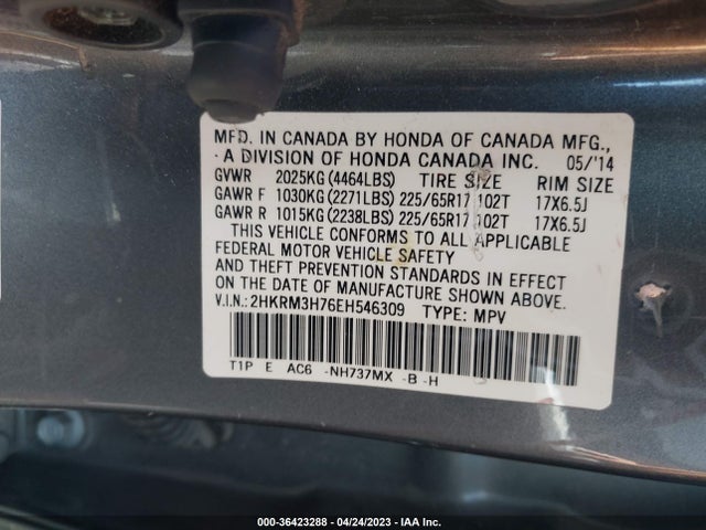 Honda Cr-v Ex-l 2014 2HKRM3H76EH546309 Image 9