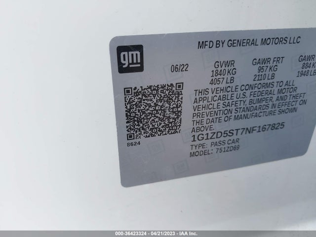 Chevrolet MALIBU LT 2022 1G1ZD5ST7NF167825 Image 9