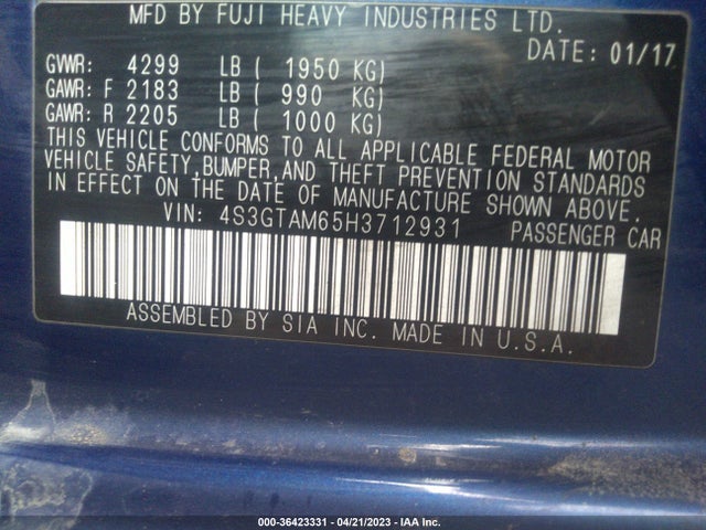 4S3GTAM65H3712931 Subaru Impreza Sport