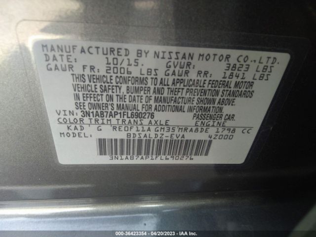 3N1AB7AP1FL690276 Nissan SENTRA SV