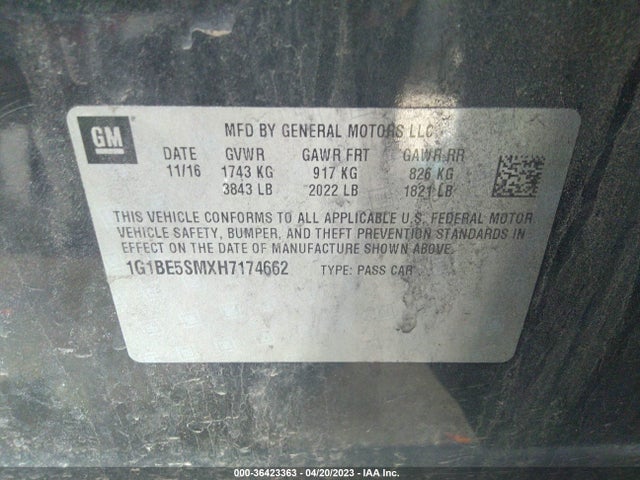 Chevrolet CRUZE LT 2017 1G1BE5SMXH7174662 Image 10