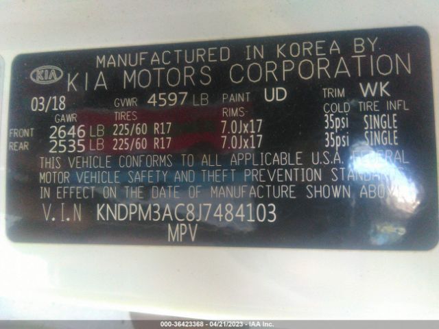 KNDPM3AC8J7484103 KIA Sportage Lx