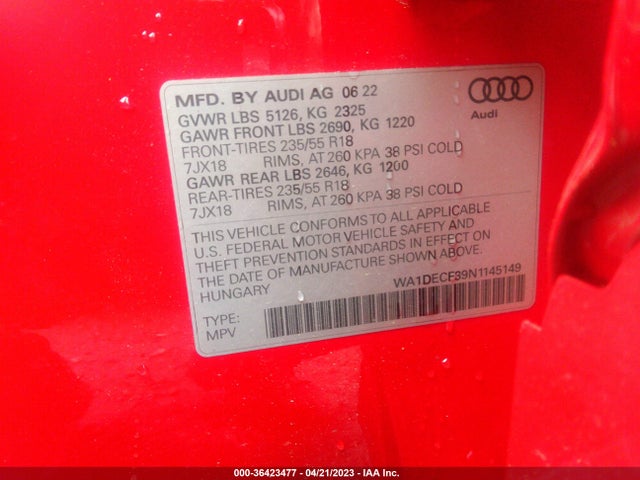 WA1DECF39N1145149 Audi Q3 S Line Premium