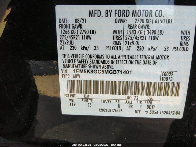 Ford Explorer St 2021 1FM5K8GC5MGB71401 Image 10