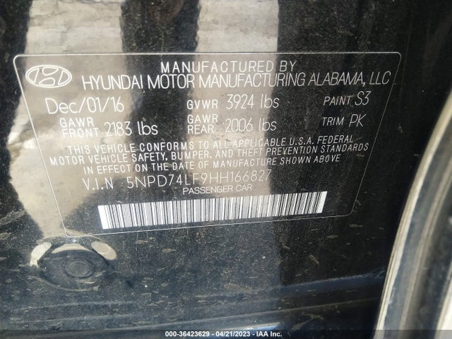 Hyundai ELANTRA SE 2017 5NPD74LF9HH166827 Image 9