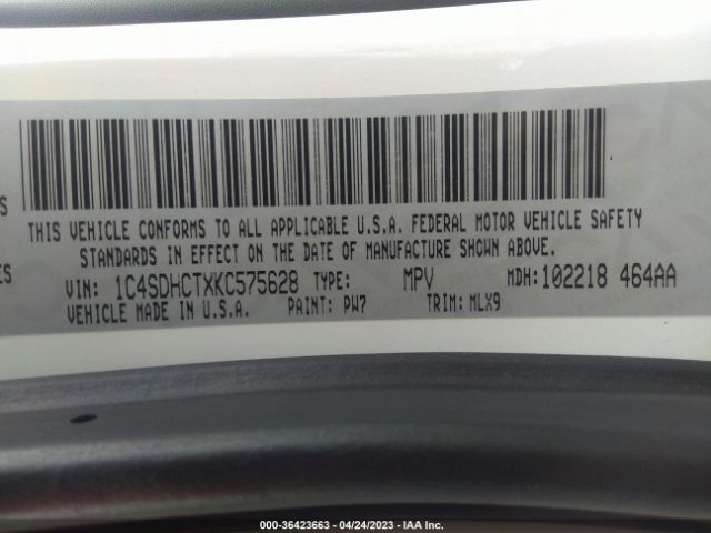 1C4SDHCTXKC575628 Dodge Durango R/t