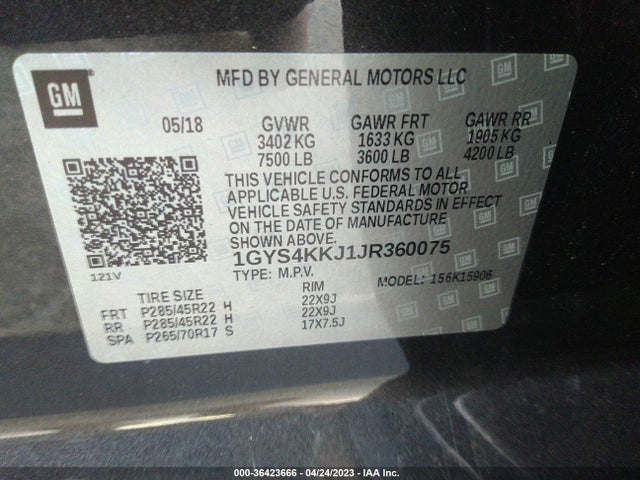 1GYS4KKJ1JR360075 Cadillac Escalade Esv Platinum