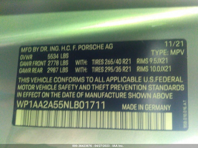 2022 Porsche Macan, VIN: WP1AA2A55NLB01711