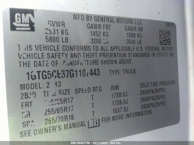 GMC Canyon 2wd Sle 2016 1GTG5CE37G1107443 Image 9