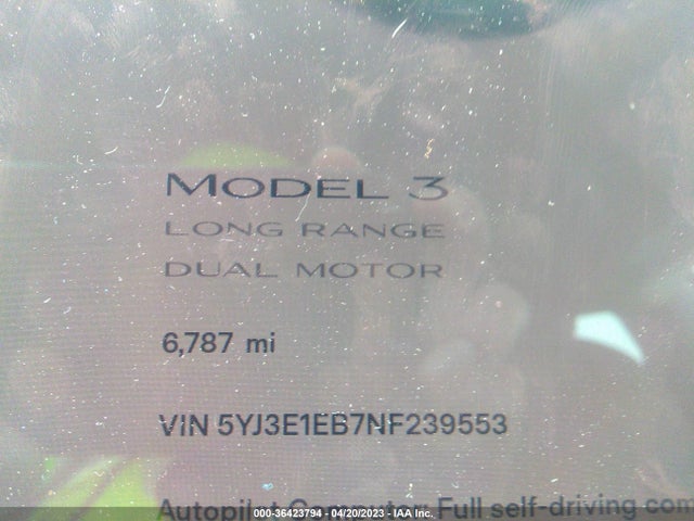 Tesla Model 3 Long Range 2022 5YJ3E1EB7NF239553 Image 8