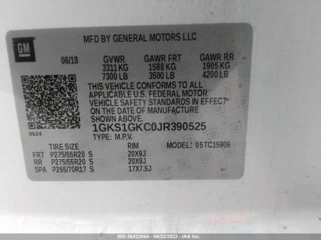 1GKS1GKC0JR390525 GMC Yukon Xl Slt