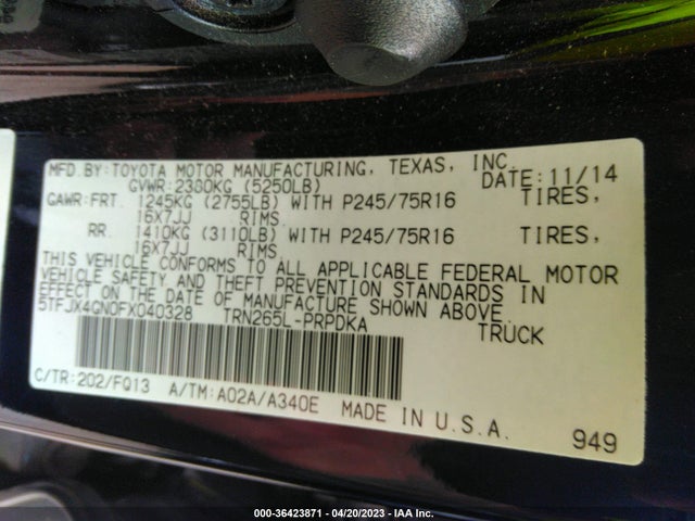 Toyota Tacoma Prerunner 2015 5TFJX4GN0FX040328 Image 11
