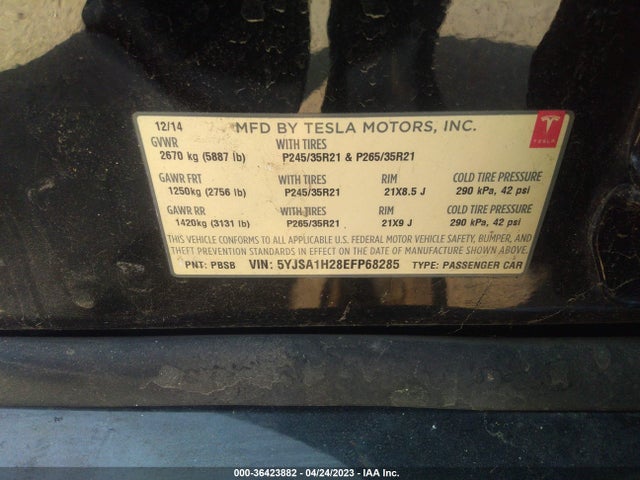 Tesla Model S P85d 2014 5YJSA1H28EFP68285 Image 9