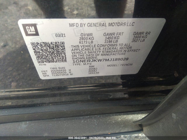 Chevrolet Traverse Rs 2021 1GNERJKW7MJ189028 Image 9