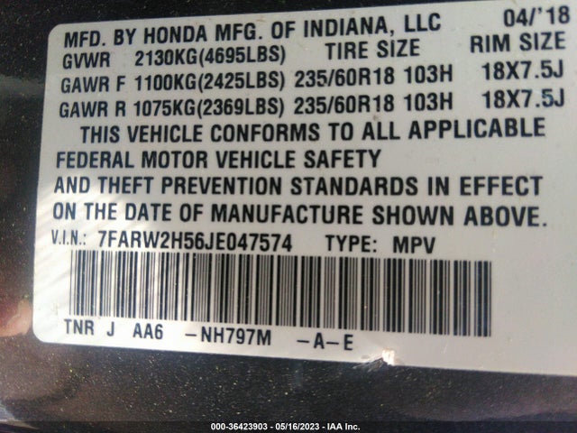Honda CR-V EX 2018 7FARW2H56JE047574 Image 9