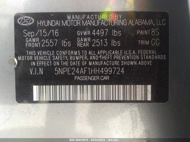 Hyundai SONATA SE 2017 5NPE24AF1HH499724 Image 9