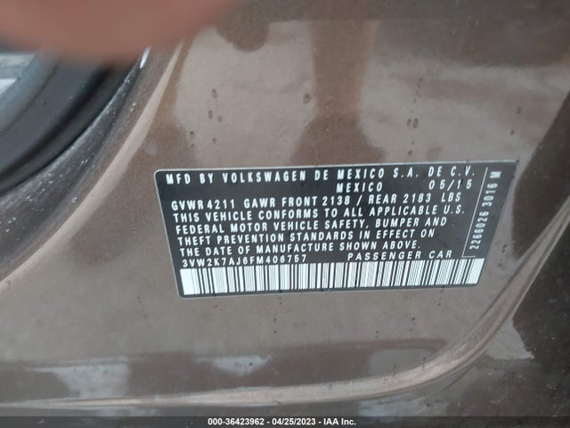 3VW2K7AJ6FM406757 Volkswagen Jetta Sedan 2.0l S