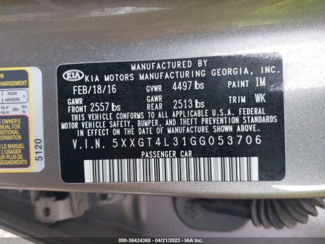 5XXGT4L31GG053706 KIA Optima Lx