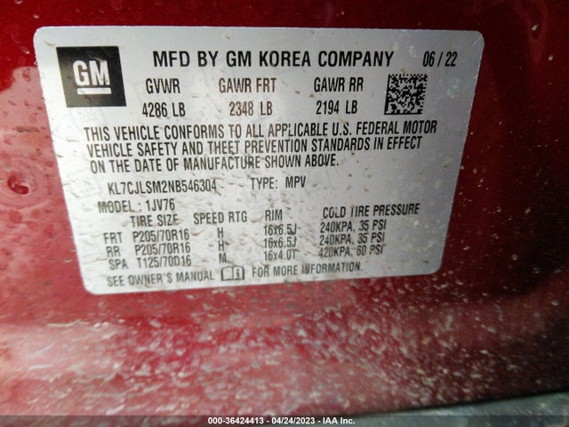 Chevrolet Trax Lt 2022 KL7CJLSM2NB546304 Image 9