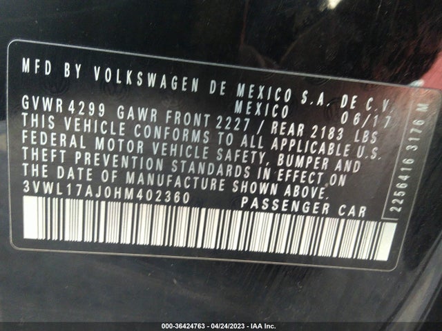 3VWL17AJ0HM402360 Volkswagen Jetta 1.8t Sel