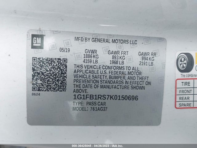 Chevrolet Camaro 1lt 2019 1G1FB1RS7K0150696 Image 9