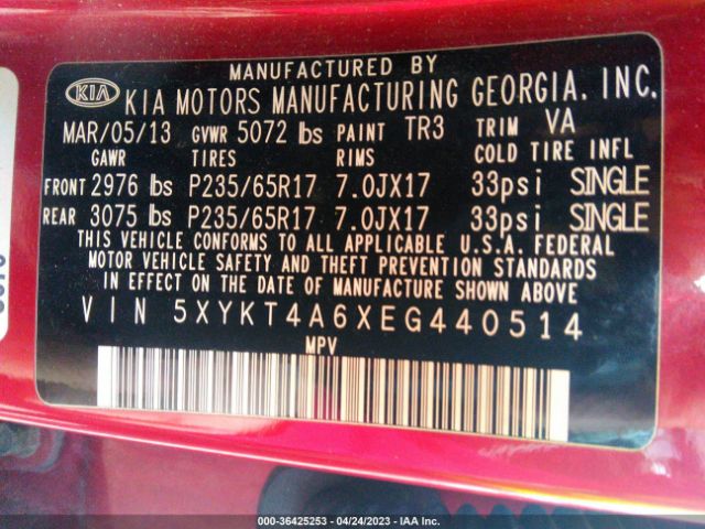 5XYKT4A6XEG440514 KIA SORENTO LX