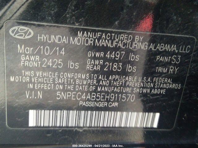 Hyundai Sonata Limited 2014 5NPEC4AB5EH911570 Image 10
