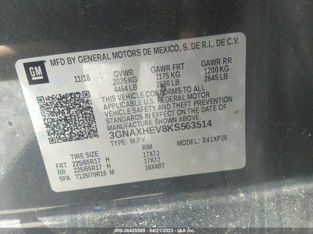 Chevrolet EQUINOX LS 2019 3GNAXHEV8KS563514 Image 9
