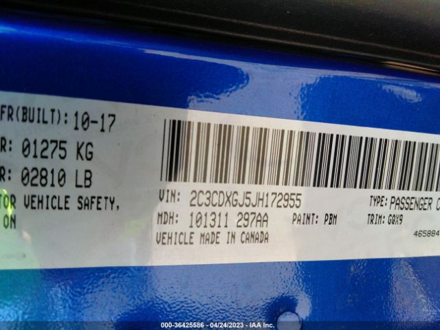 2C3CDXGJ5JH172955 Dodge Charger R/t Scat Pack