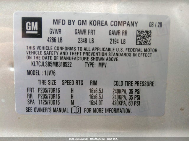 Chevrolet Trax Lt 2021 KL7CJLSB5MB318522 Image 9