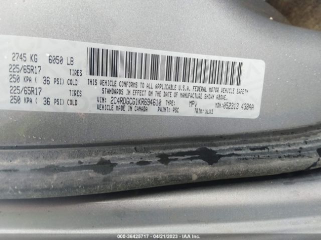 2C4RDGCG1KR694610 Dodge Grand Caravan Sxt