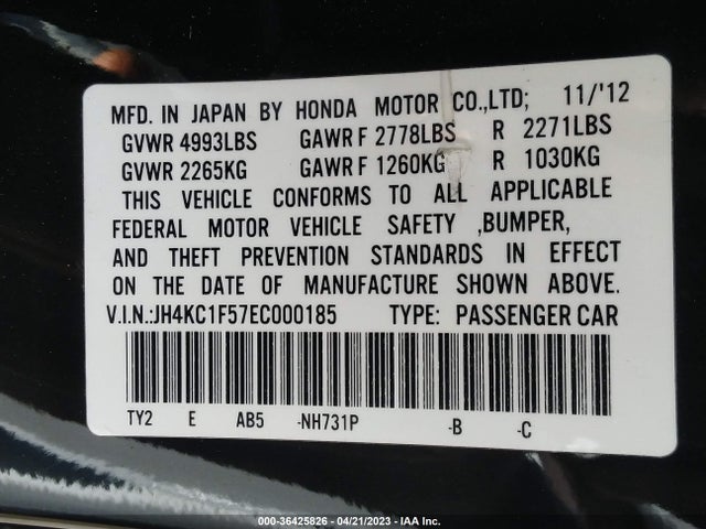 2014 Acura RLX, VIN: JH4KC1F57EC000185