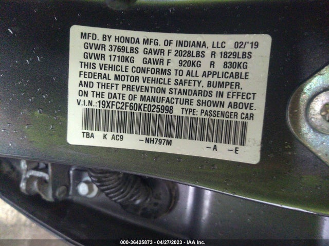 Honda Civic Sedan Lx 2019 19XFC2F60KE025998 Image 9