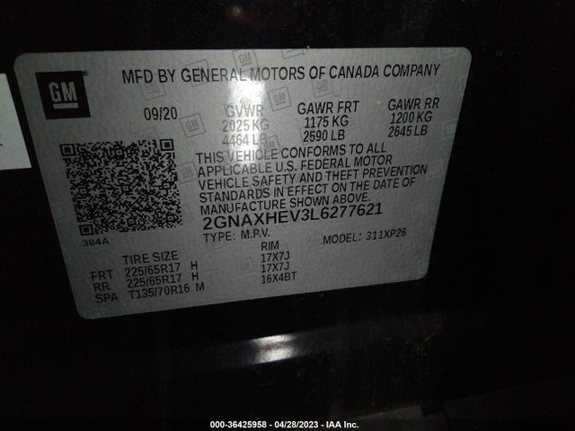 Chevrolet EQUINOX LS 2020 2GNAXHEV3L6277621 Image 9