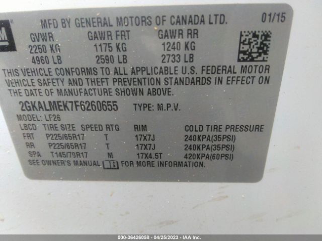2GKALMEK7F6260655 GMC Terrain Sle