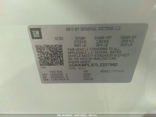 1GKKNPLS7LZ227982 GMC Acadia Denali