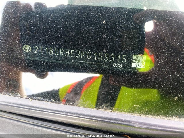 2019 TOYOTA COROLLA L/LE/SE/XLE/XSE VIN: 2T1BURHE3KC159315