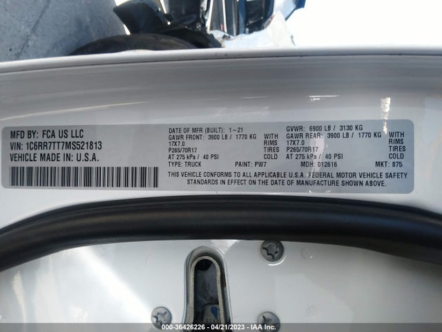RAM 1500 Classic Slt 2021 1C6RR7TT7MS521813 Image 9