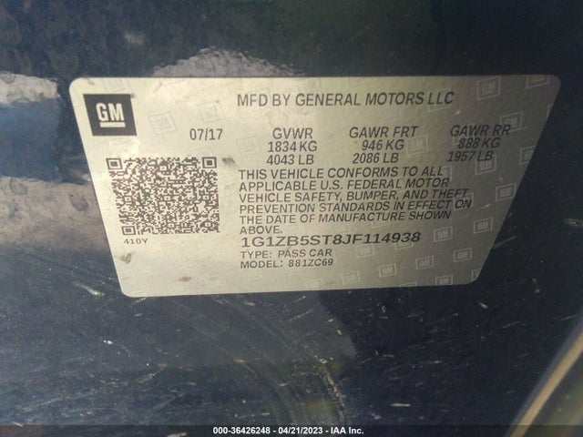 Chevrolet MALIBU LS 2018 1G1ZB5ST8JF114938 Image 10